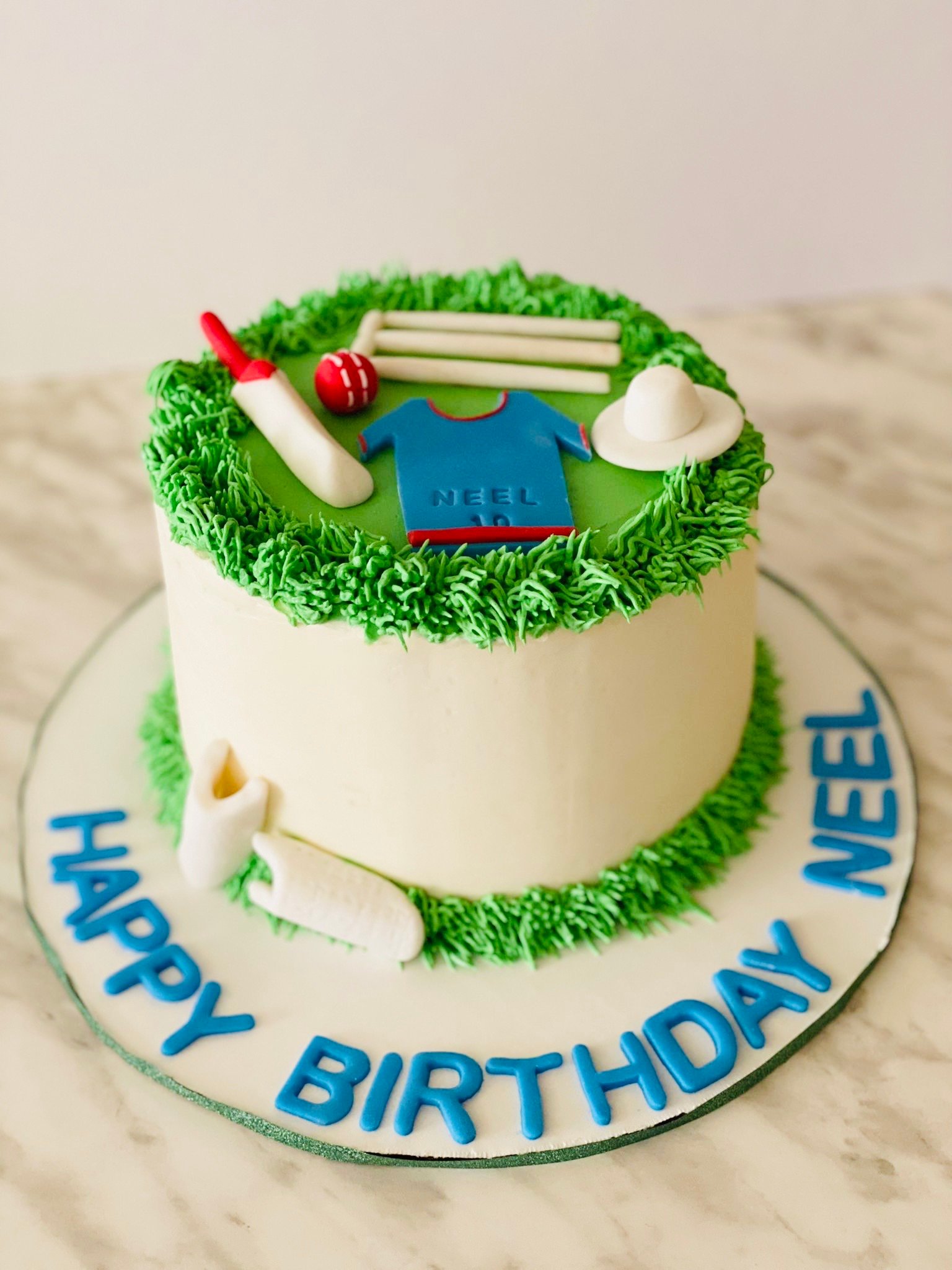 Cricket themed birthday cake