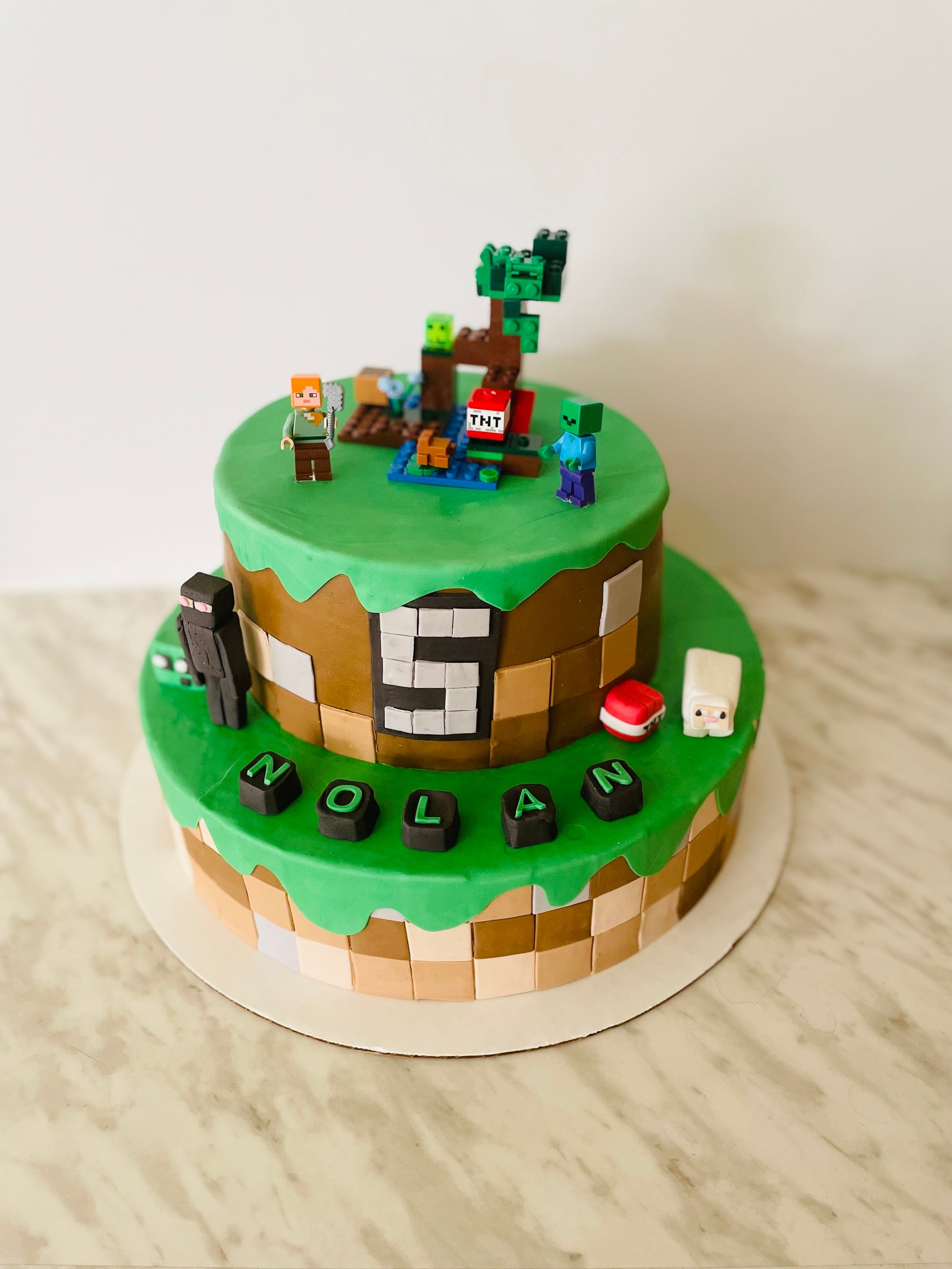 Minecraft themed birthday cake