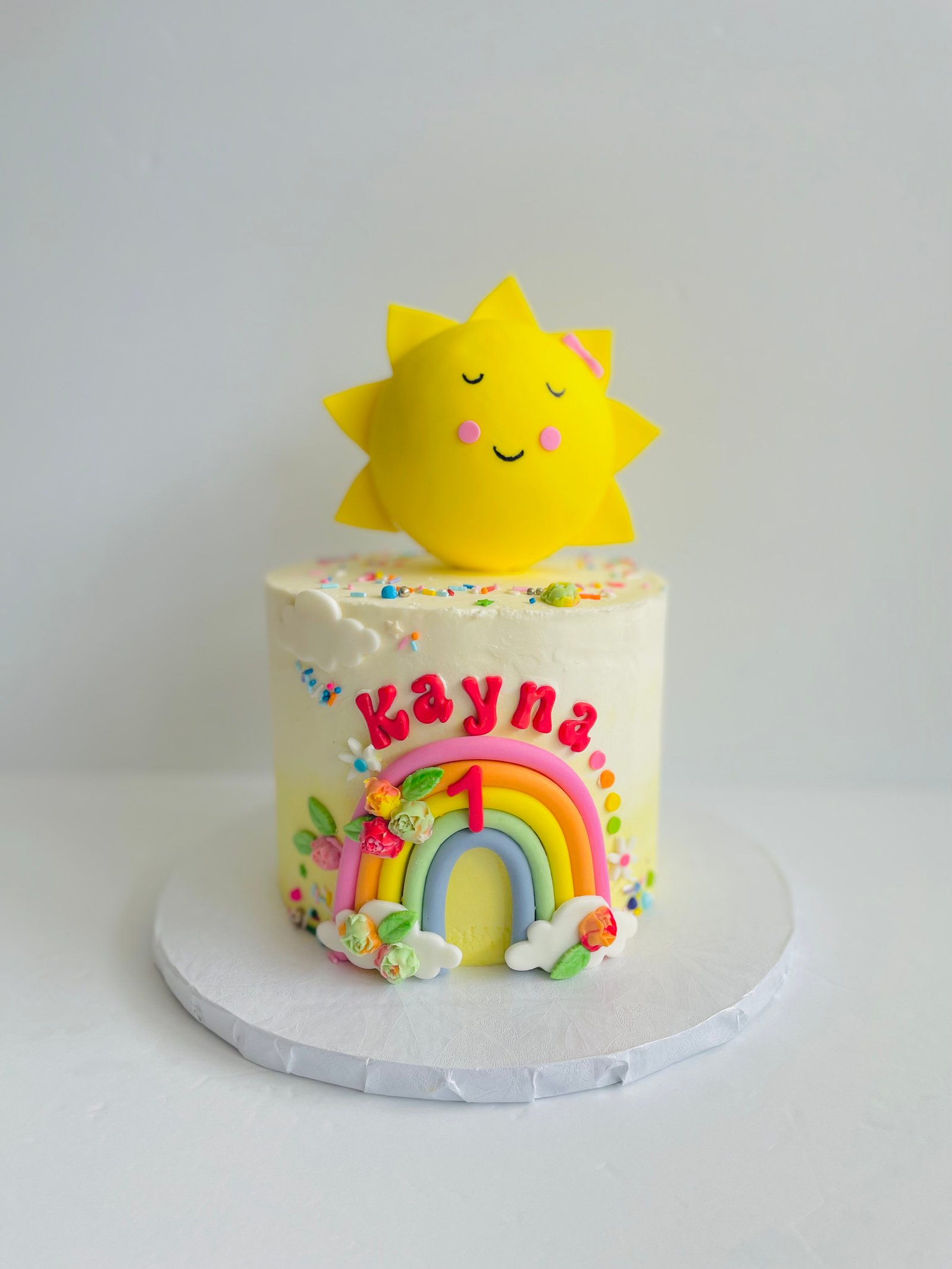 Rainbow colourful birthday cake
