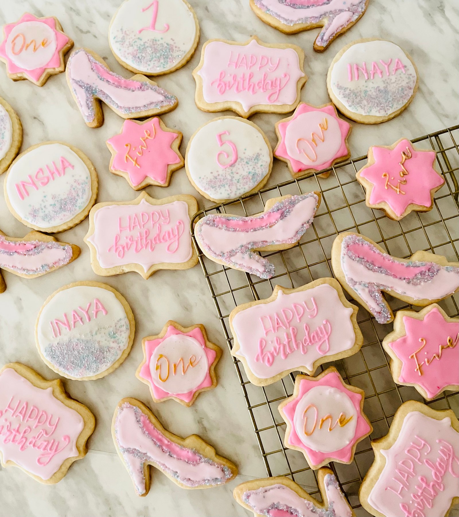 Birthday heels decorated cookies