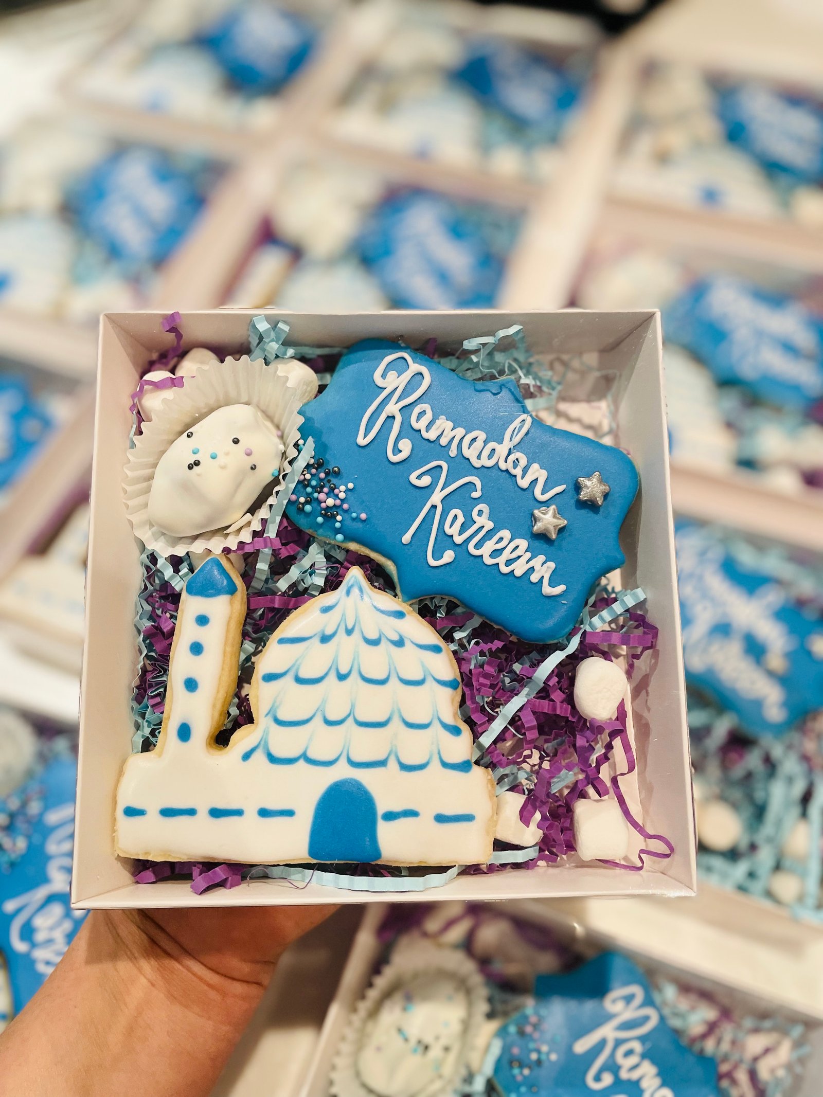 Ramadan Kareem blue decorated cookies